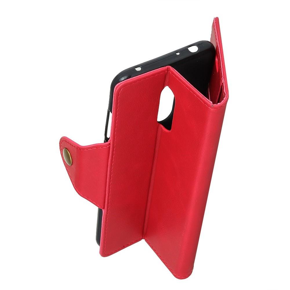 Боковая Чехол Книжка Кошелек с Футляром для Карт и Застежкой Магнитом для Sony Xperia 1 Красный