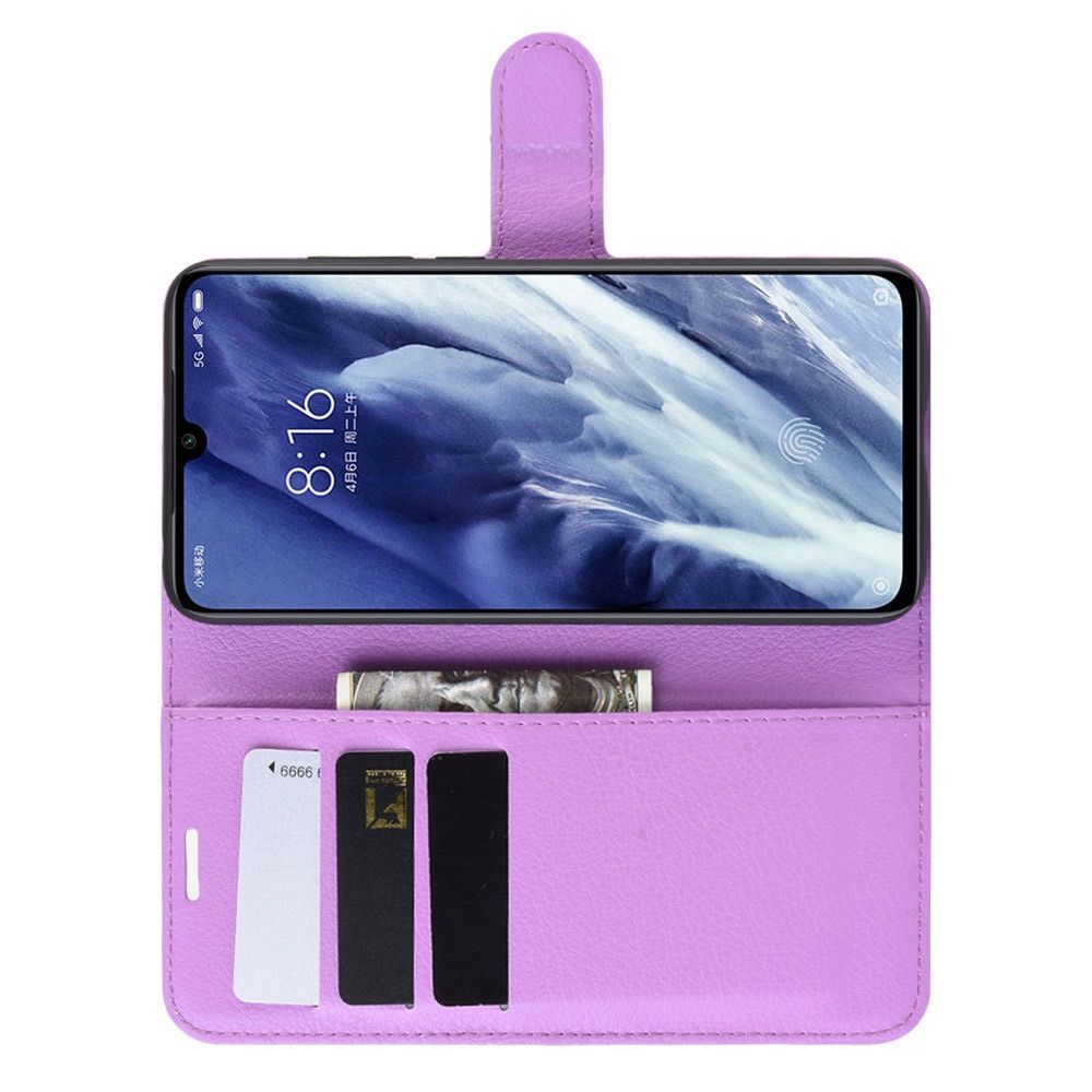 Боковая Чехол Книжка Кошелек с Футляром для Карт и Застежкой Магнитом для Xiaomi Mi 9 Pro Фиолетовый