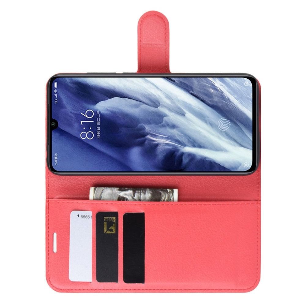 Боковая Чехол Книжка Кошелек с Футляром для Карт и Застежкой Магнитом для Xiaomi Mi 9 Pro Красный