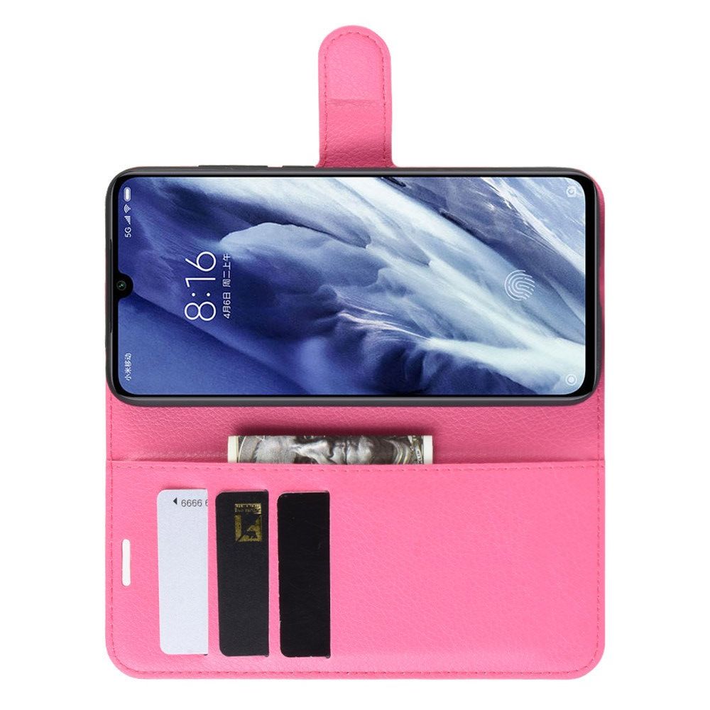Боковая Чехол Книжка Кошелек с Футляром для Карт и Застежкой Магнитом для Xiaomi Mi 9 Pro Розовый