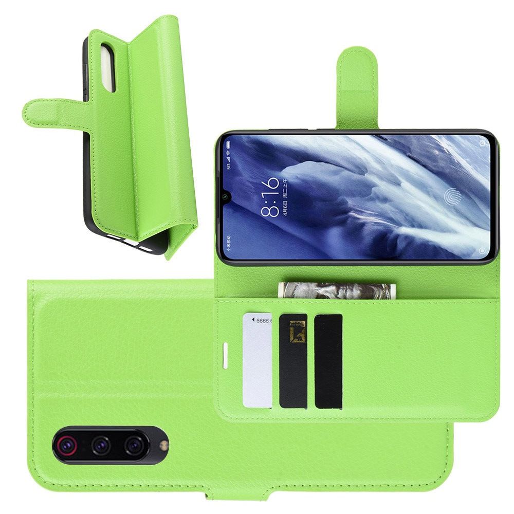 Боковая Чехол Книжка Кошелек с Футляром для Карт и Застежкой Магнитом для Xiaomi Mi 9 Pro Зеленый
