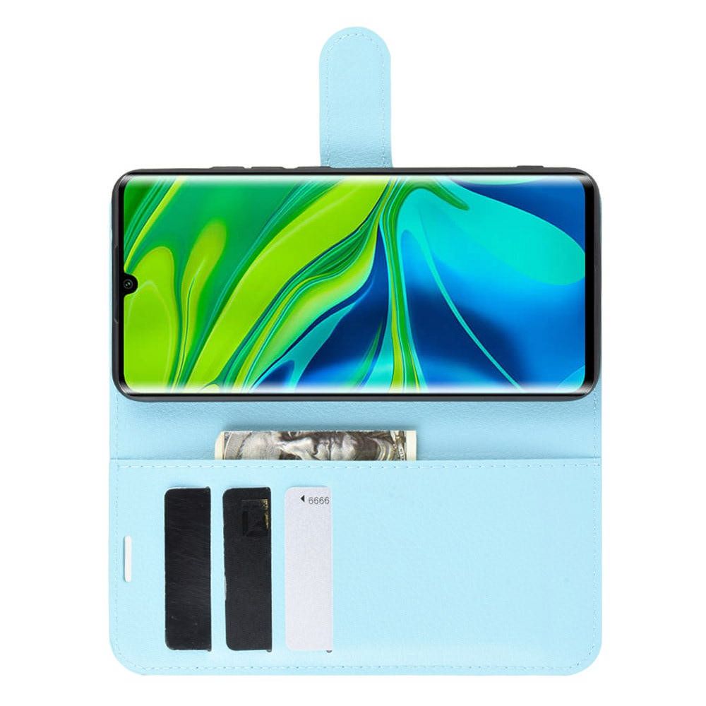 Боковая Чехол Книжка Кошелек с Футляром для Карт и Застежкой Магнитом для Xiaomi Mi Note 10 Голубой