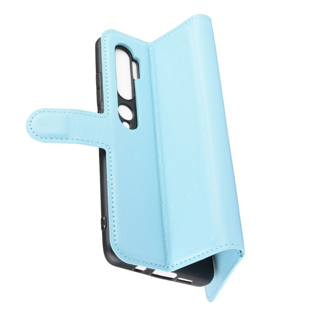Боковая Чехол Книжка Кошелек с Футляром для Карт и Застежкой Магнитом для Xiaomi Mi Note 10 Голубой