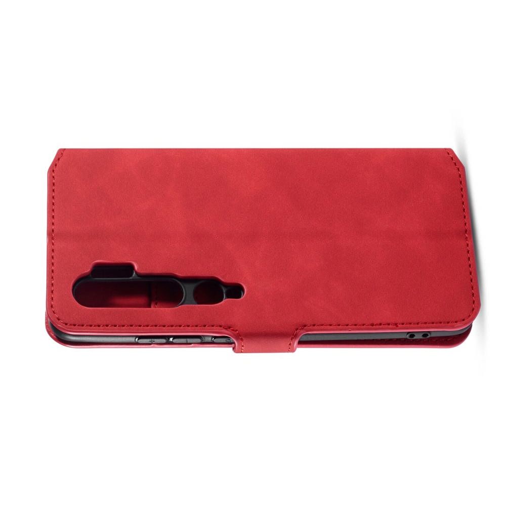 Боковая Чехол Книжка Кошелек с Футляром для Карт и Застежкой Магнитом для Xiaomi Mi Note 10 Красный