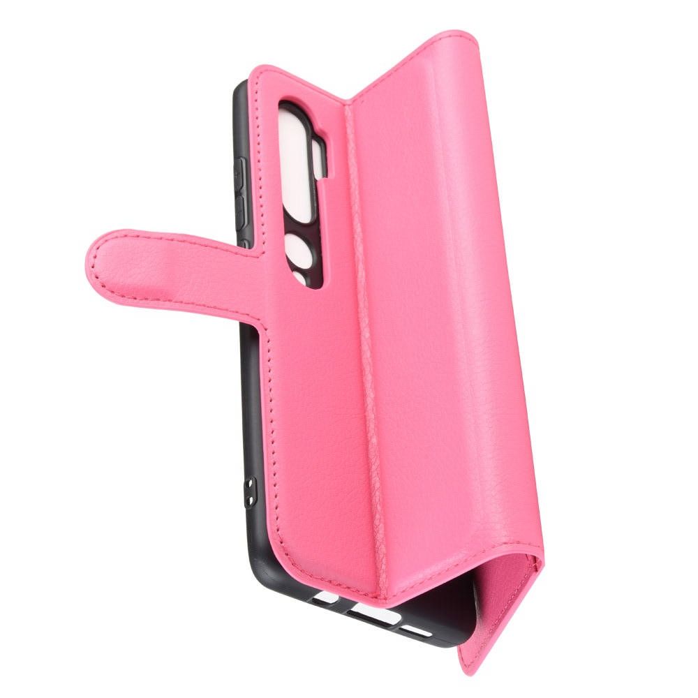 Боковая Чехол Книжка Кошелек с Футляром для Карт и Застежкой Магнитом для Xiaomi Mi Note 10 Розовый