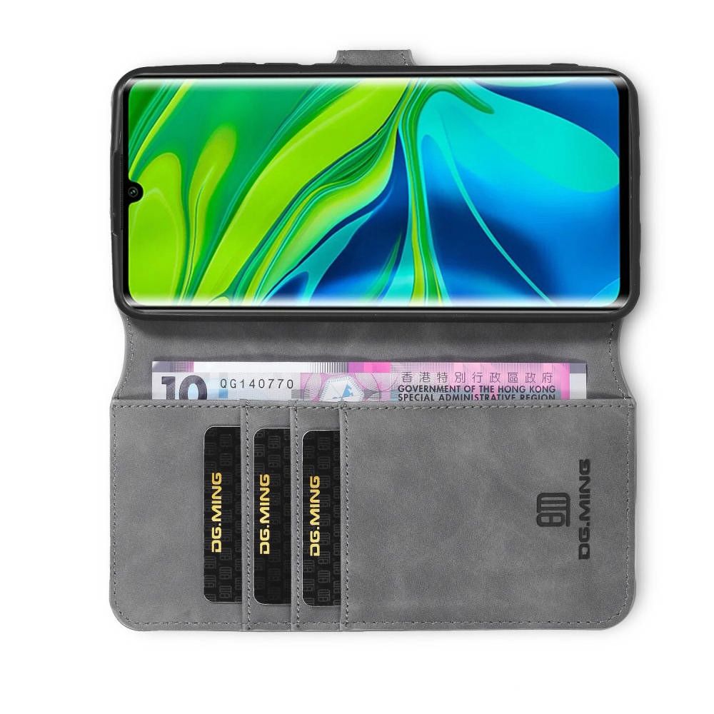Боковая Чехол Книжка Кошелек с Футляром для Карт и Застежкой Магнитом для Xiaomi Mi Note 10 Серый