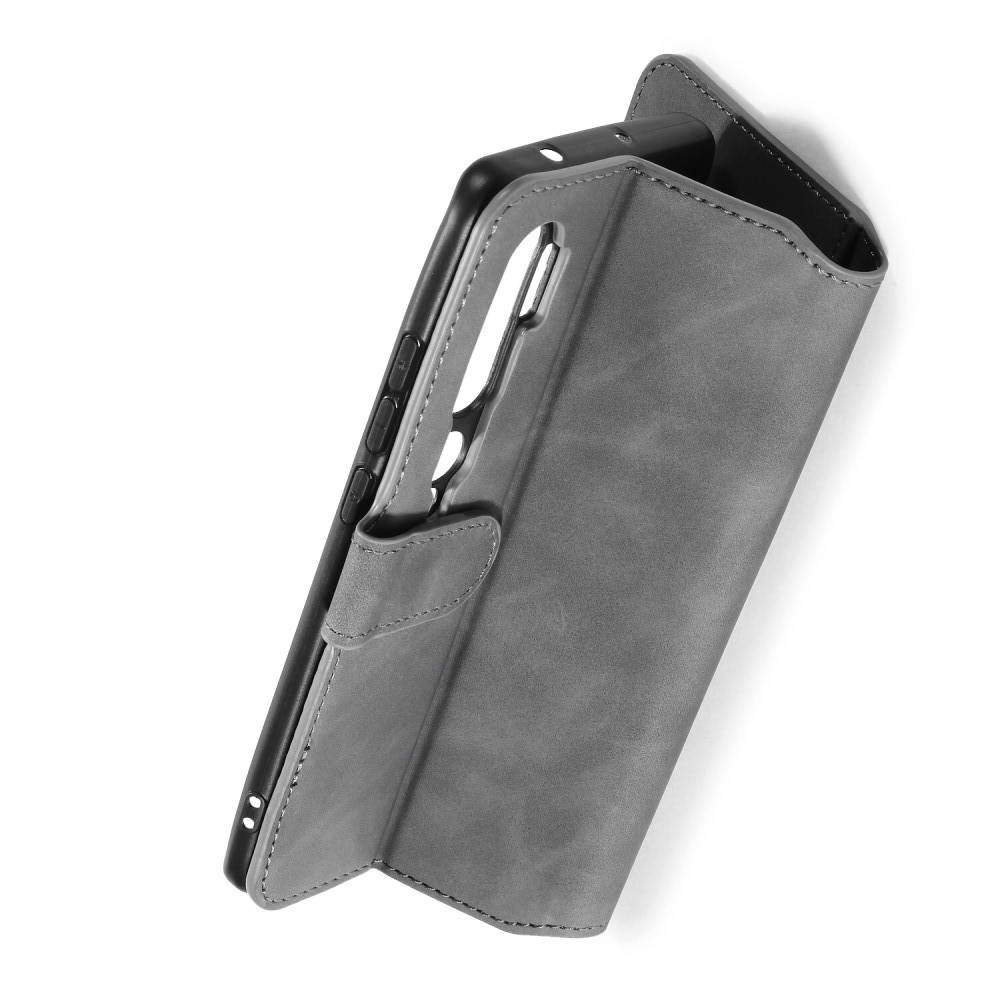 Боковая Чехол Книжка Кошелек с Футляром для Карт и Застежкой Магнитом для Xiaomi Mi Note 10 Серый
