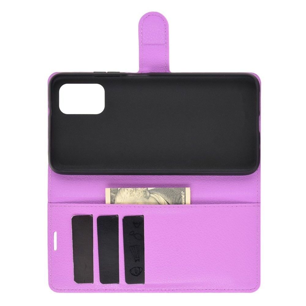 Боковая Чехол Книжка Кошелек с Футляром для Карт и Застежкой Магнитом для Xiaomi Poco M3 Фиолетовый