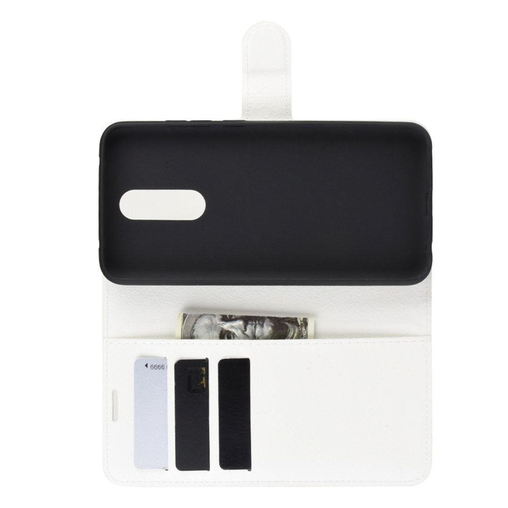Боковая Чехол Книжка Кошелек с Футляром для Карт и Застежкой Магнитом для Xiaomi Redmi 8 Белый