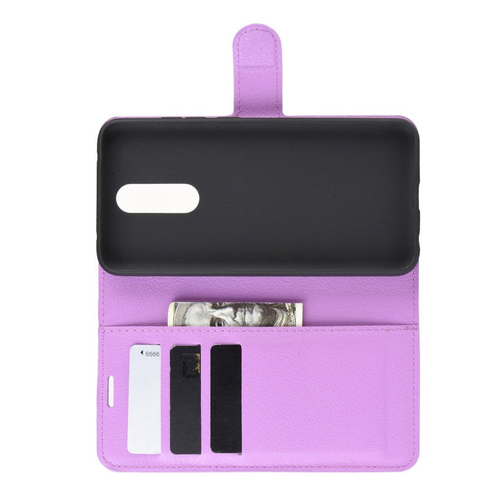 Боковая Чехол Книжка Кошелек с Футляром для Карт и Застежкой Магнитом для Xiaomi Redmi 8 Фиолетовый