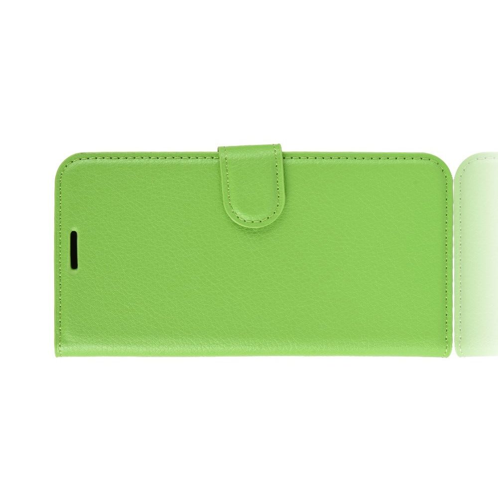 Боковая Чехол Книжка Кошелек с Футляром для Карт и Застежкой Магнитом для Xiaomi Redmi 8 Зеленый