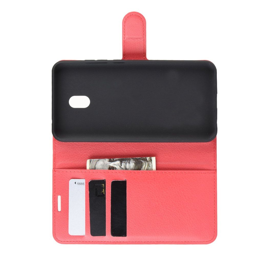 Боковая Чехол Книжка Кошелек с Футляром для Карт и Застежкой Магнитом для Xiaomi Redmi 8A Красный