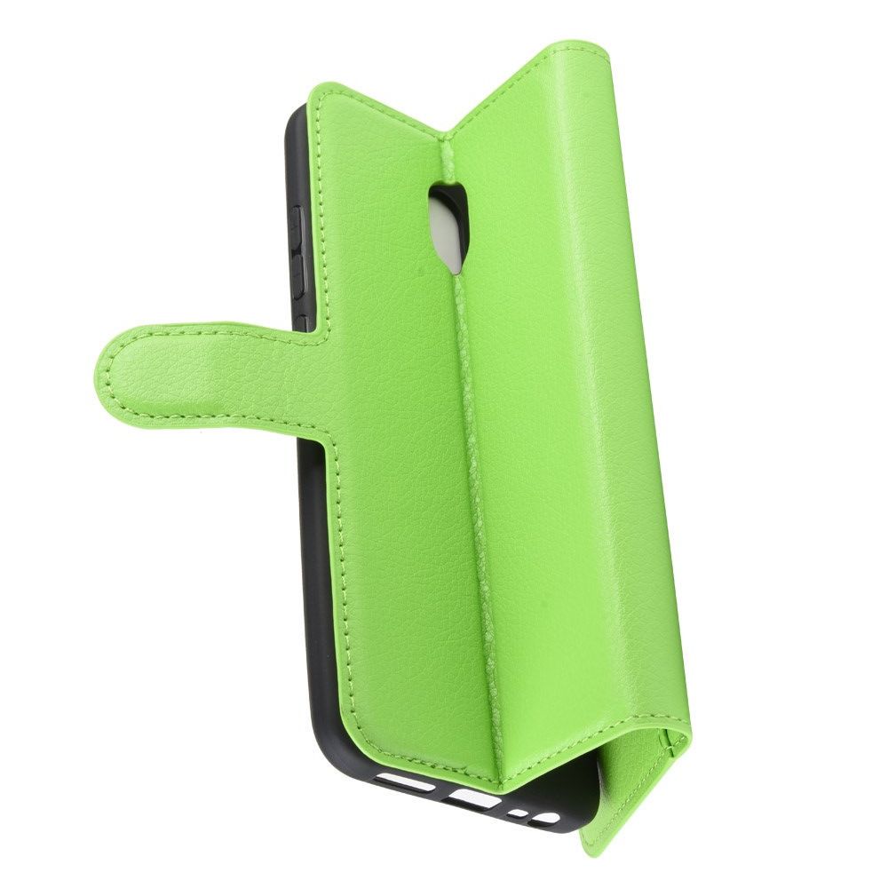 Боковая Чехол Книжка Кошелек с Футляром для Карт и Застежкой Магнитом для Xiaomi Redmi 8A Зеленый