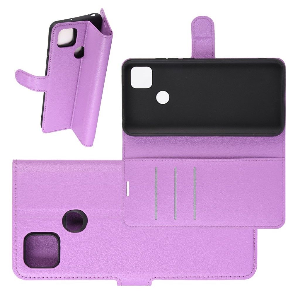Боковая Чехол Книжка Кошелек с Футляром для Карт и Застежкой Магнитом для Xiaomi Redmi 9C Фиолетовый