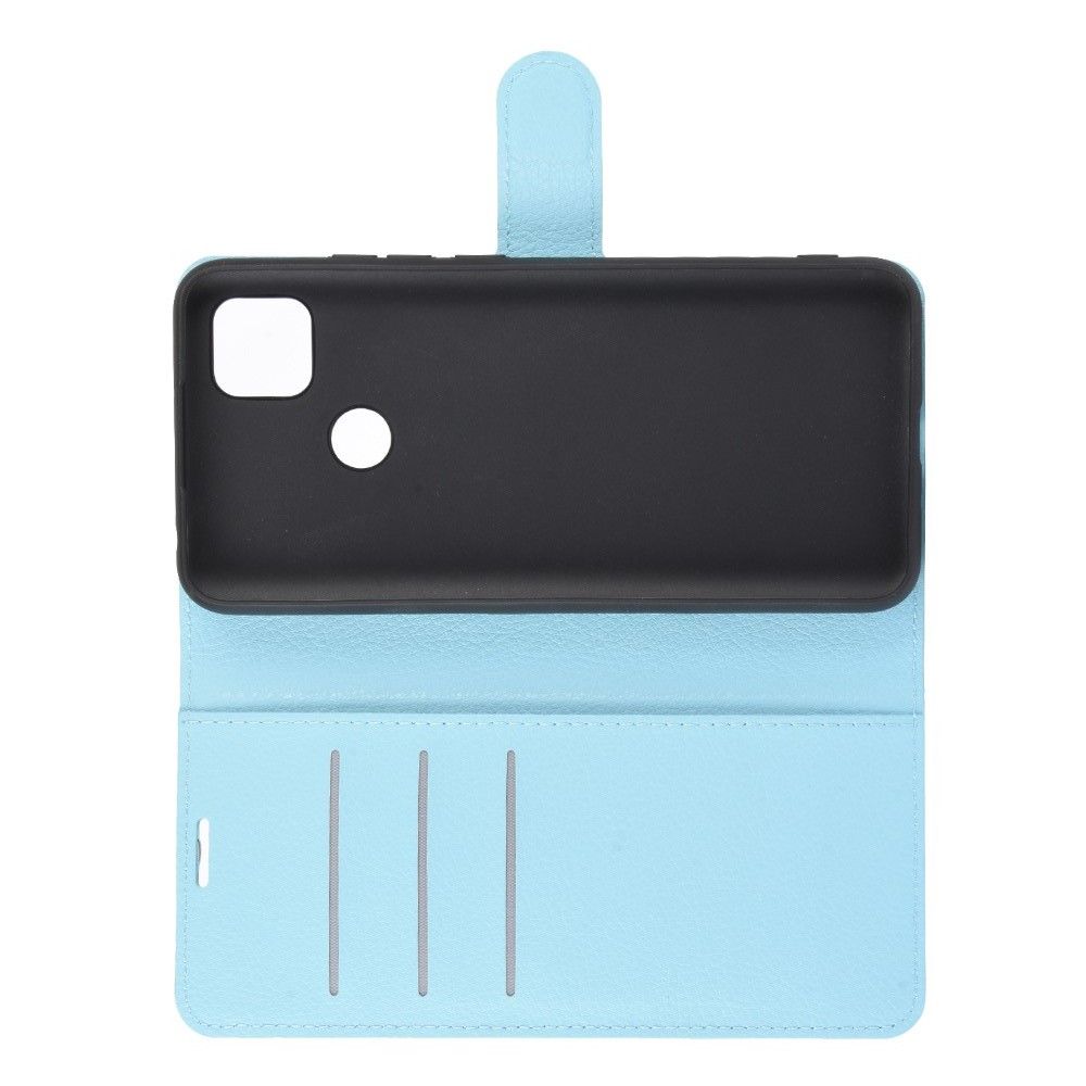 Боковая Чехол Книжка Кошелек с Футляром для Карт и Застежкой Магнитом для Xiaomi Redmi 9C Голубой
