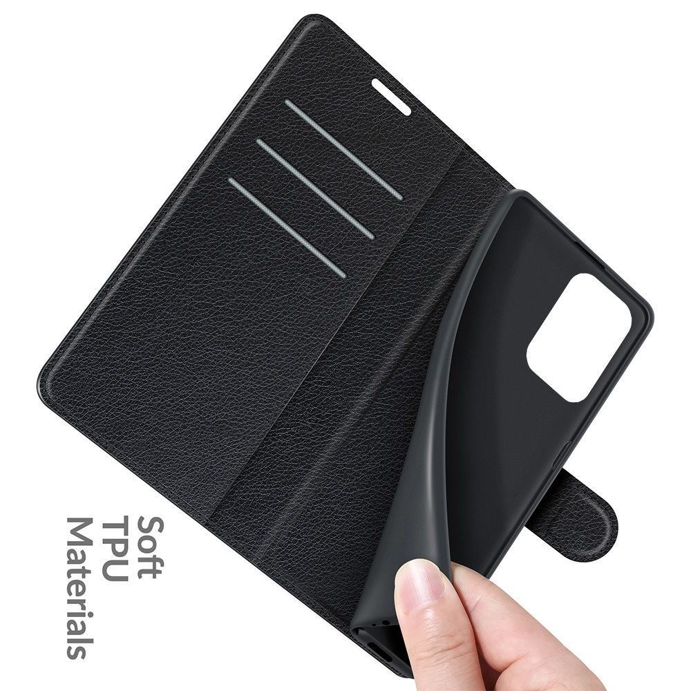 Боковая Чехол Книжка Кошелек с Футляром для Карт и Застежкой Магнитом для Xiaomi Redmi Note 10 Черный