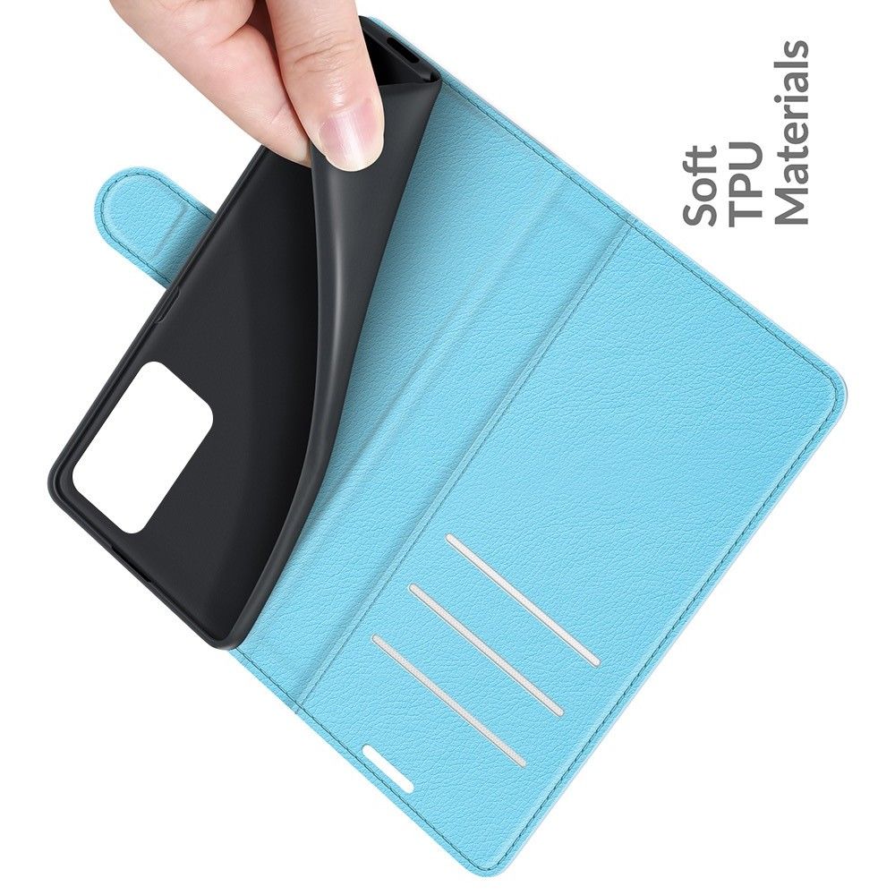 Боковая Чехол Книжка Кошелек с Футляром для Карт и Застежкой Магнитом для Xiaomi Redmi Note 10 Pro Синий