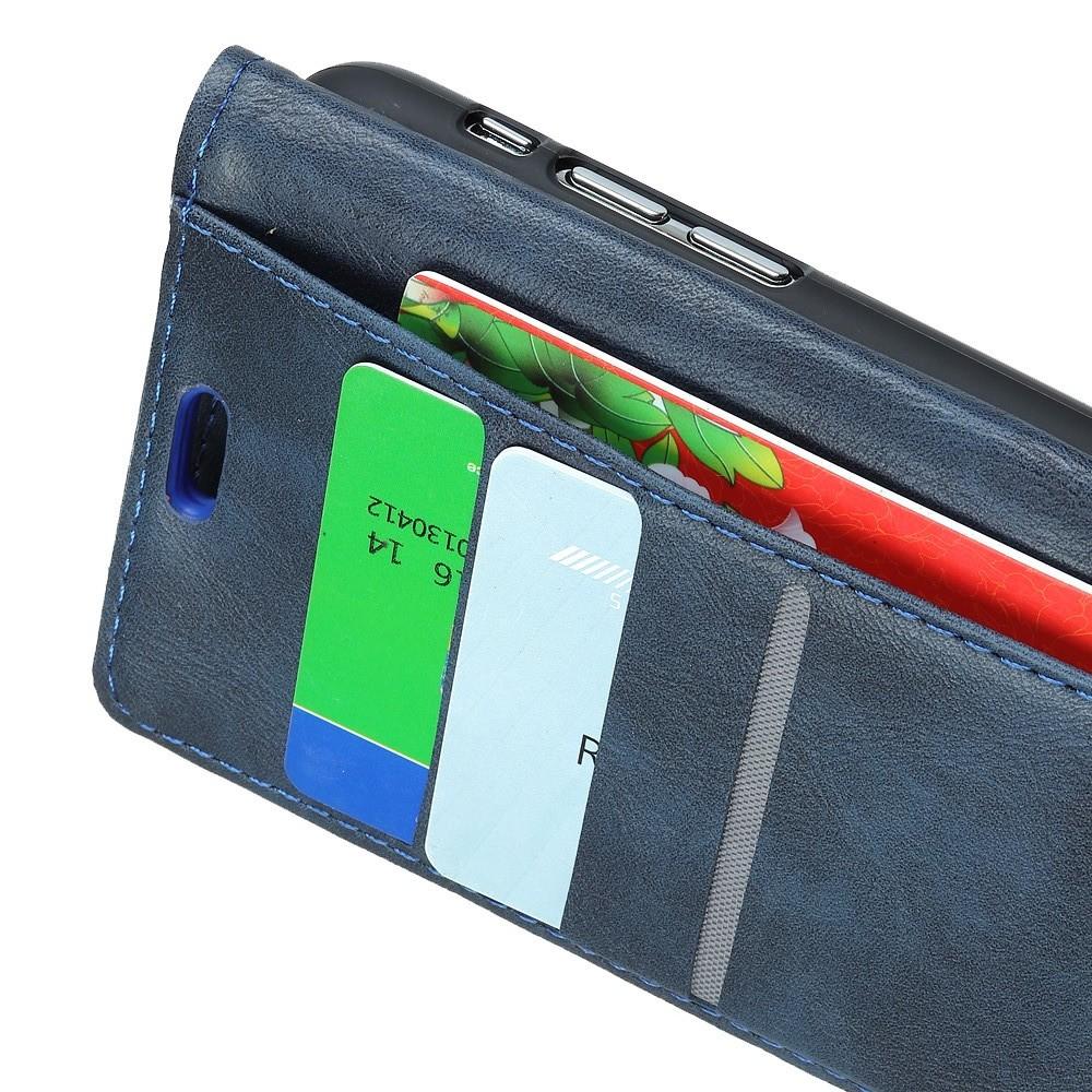 Боковая Чехол Книжка Кошелек с Футляром для Карт и Застежкой Магнитом для Xiaomi Redmi Note 6 / Note 6 Pro Синий