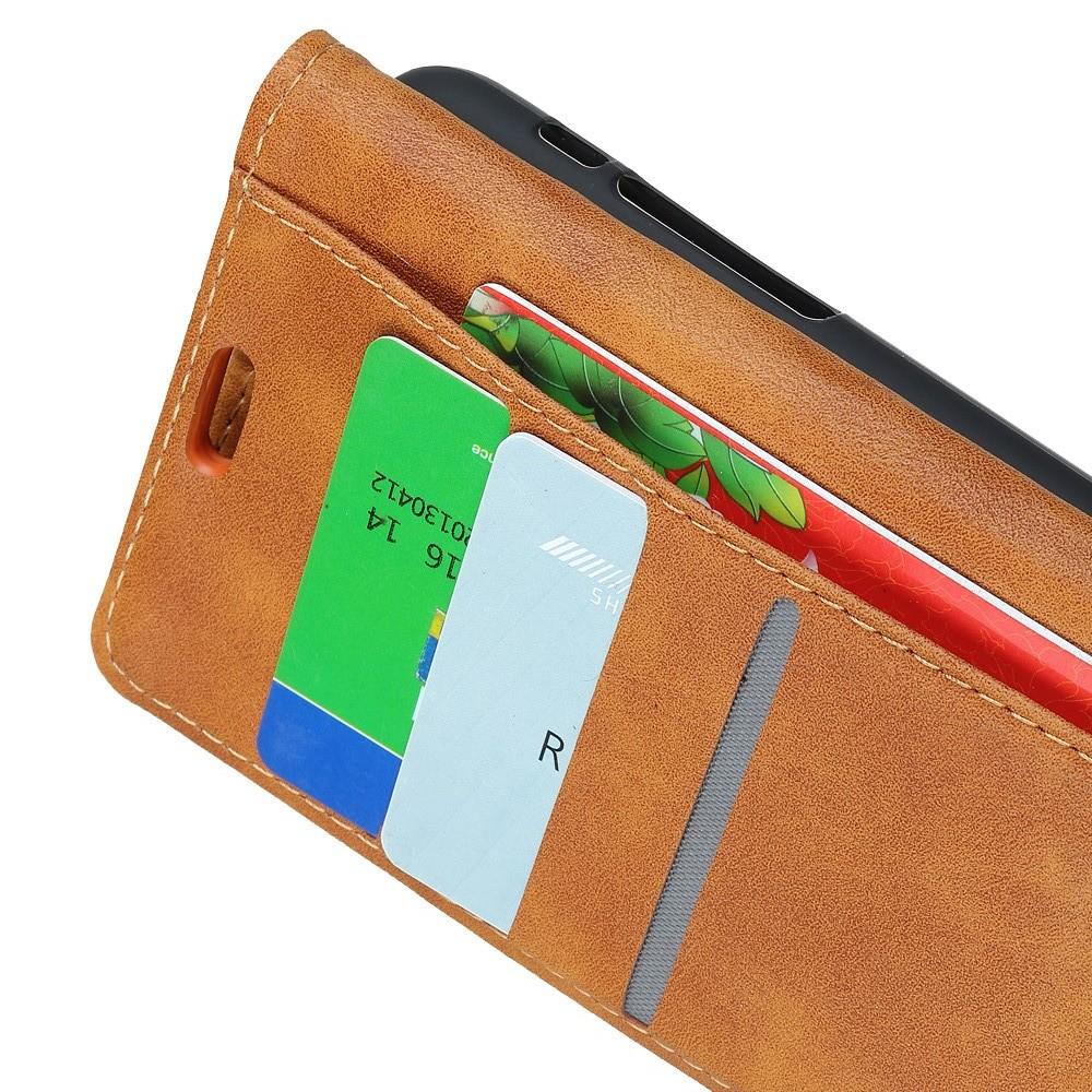 Боковая Чехол Книжка Кошелек с Футляром для Карт и Застежкой Магнитом для Xiaomi Redmi Note 6 / Note 6 Pro Коричневый