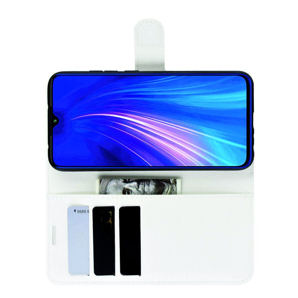 Боковая Чехол Книжка Кошелек с Футляром для Карт и Застежкой Магнитом для Xiaomi Redmi Note 8 Белый