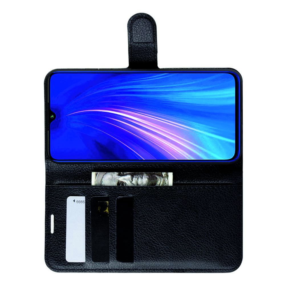 Боковая Чехол Книжка Кошелек с Футляром для Карт и Застежкой Магнитом для Xiaomi Redmi Note 8 Черный