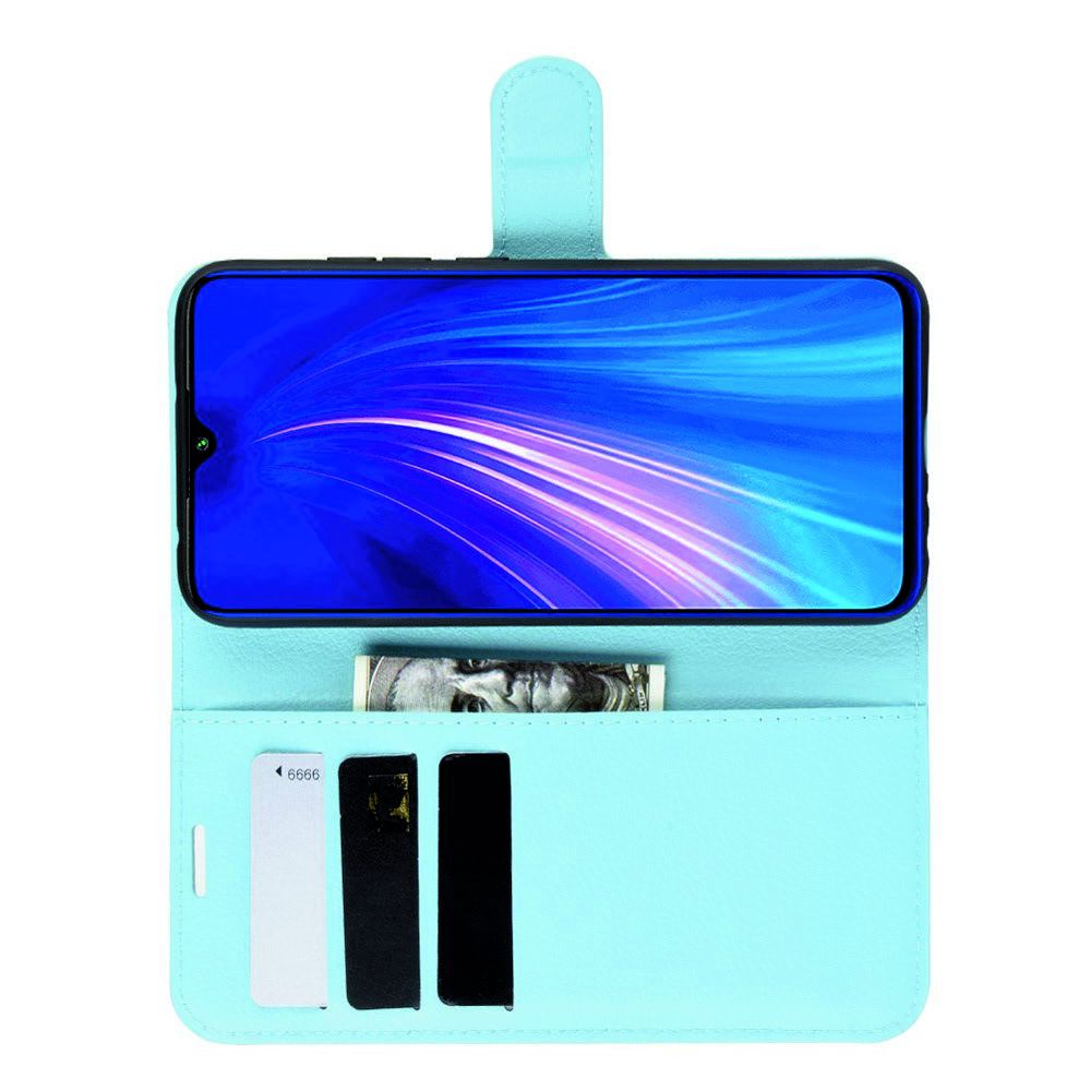 Боковая Чехол Книжка Кошелек с Футляром для Карт и Застежкой Магнитом для Xiaomi Redmi Note 8 Голубой