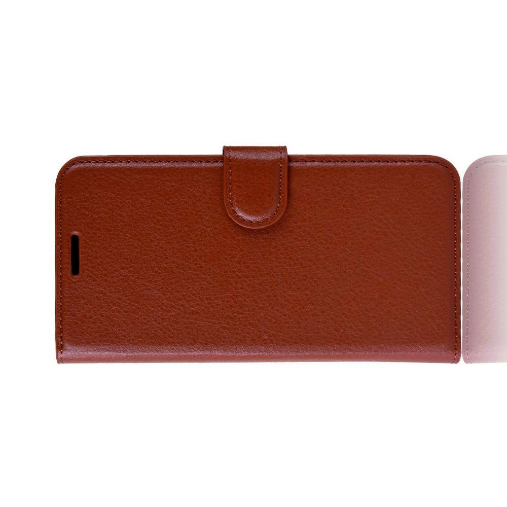 Боковая Чехол Книжка Кошелек с Футляром для Карт и Застежкой Магнитом для Xiaomi Redmi Note 8 Коричневый
