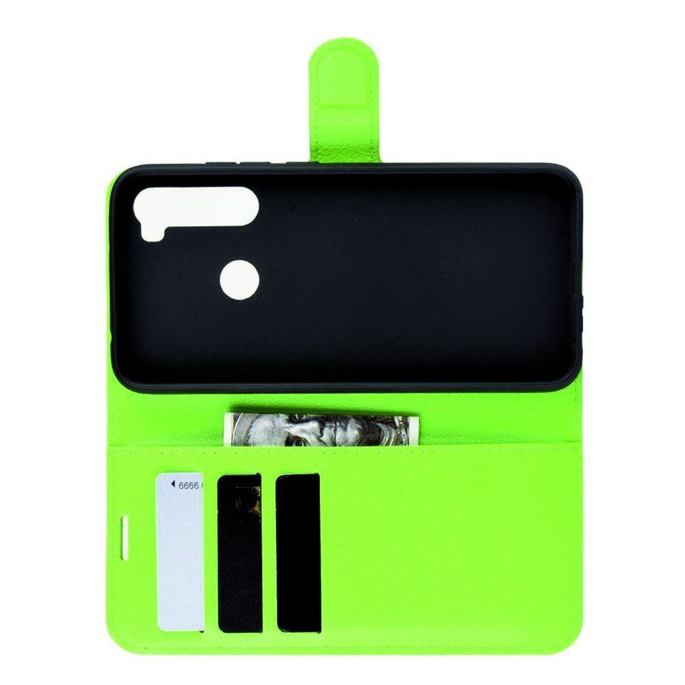 Боковая Чехол Книжка Кошелек с Футляром для Карт и Застежкой Магнитом для Xiaomi Redmi Note 8 Зеленый