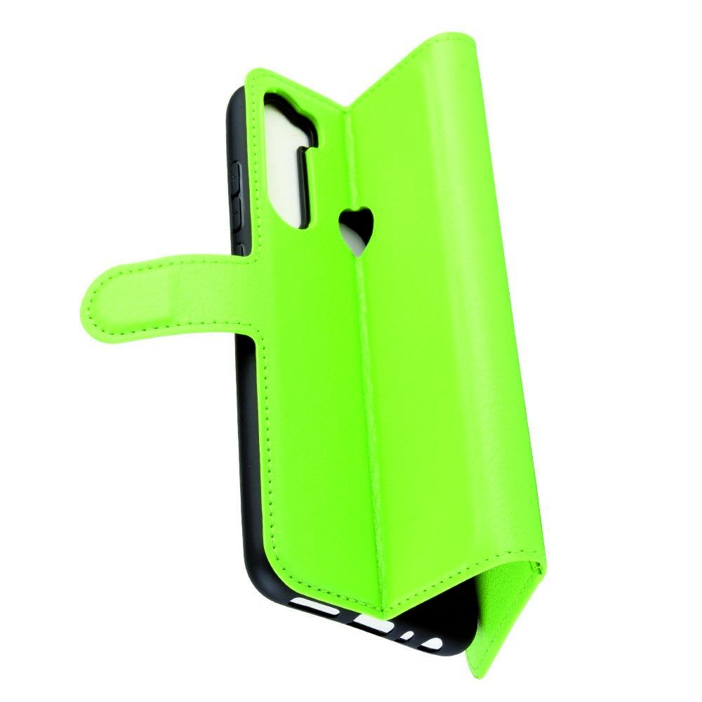 Боковая Чехол Книжка Кошелек с Футляром для Карт и Застежкой Магнитом для Xiaomi Redmi Note 8 Зеленый
