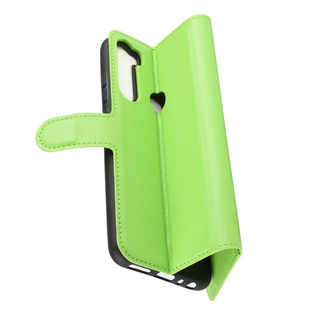 Боковая Чехол Книжка Кошелек с Футляром для Карт и Застежкой Магнитом для Xiaomi Redmi Note 8T Зеленый