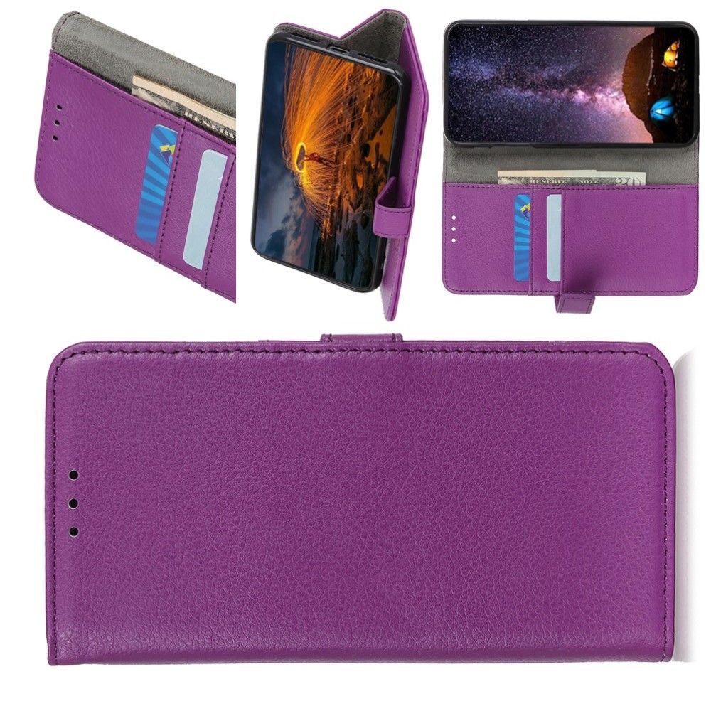 Боковая Чехол Книжка Кошелек с Футляром для Карт и Застежкой Магнитом для Xiaomi Redmi Note 9 Pro Фиолетовый