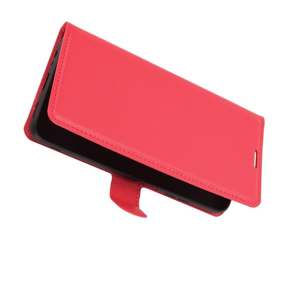 Боковая Чехол Книжка Кошелек с Футляром для Карт и Застежкой Магнитом для Xiaomi Redmi Note 9T Красный