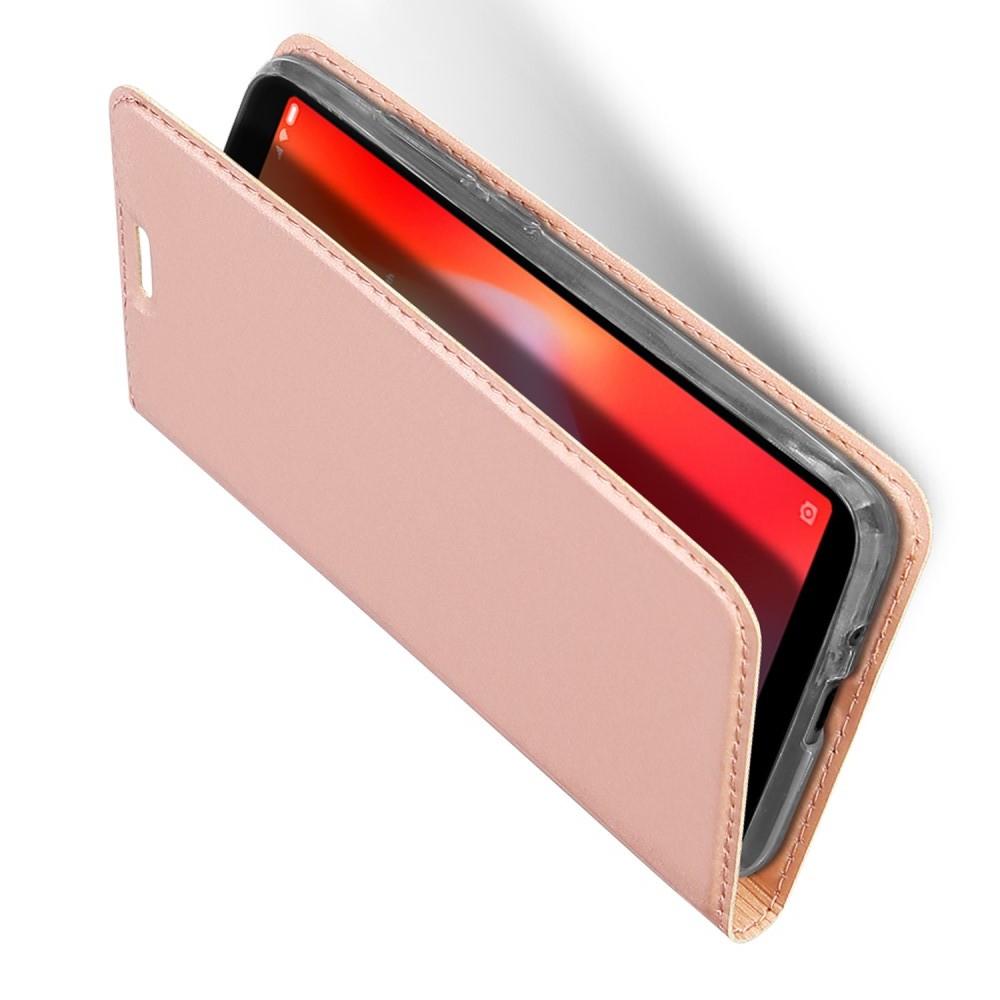 Тонкий Флип Чехол Книжка с Скрытым Магнитом и Отделением для Карты для Xiaomi Redmi 6 Розовое Золото