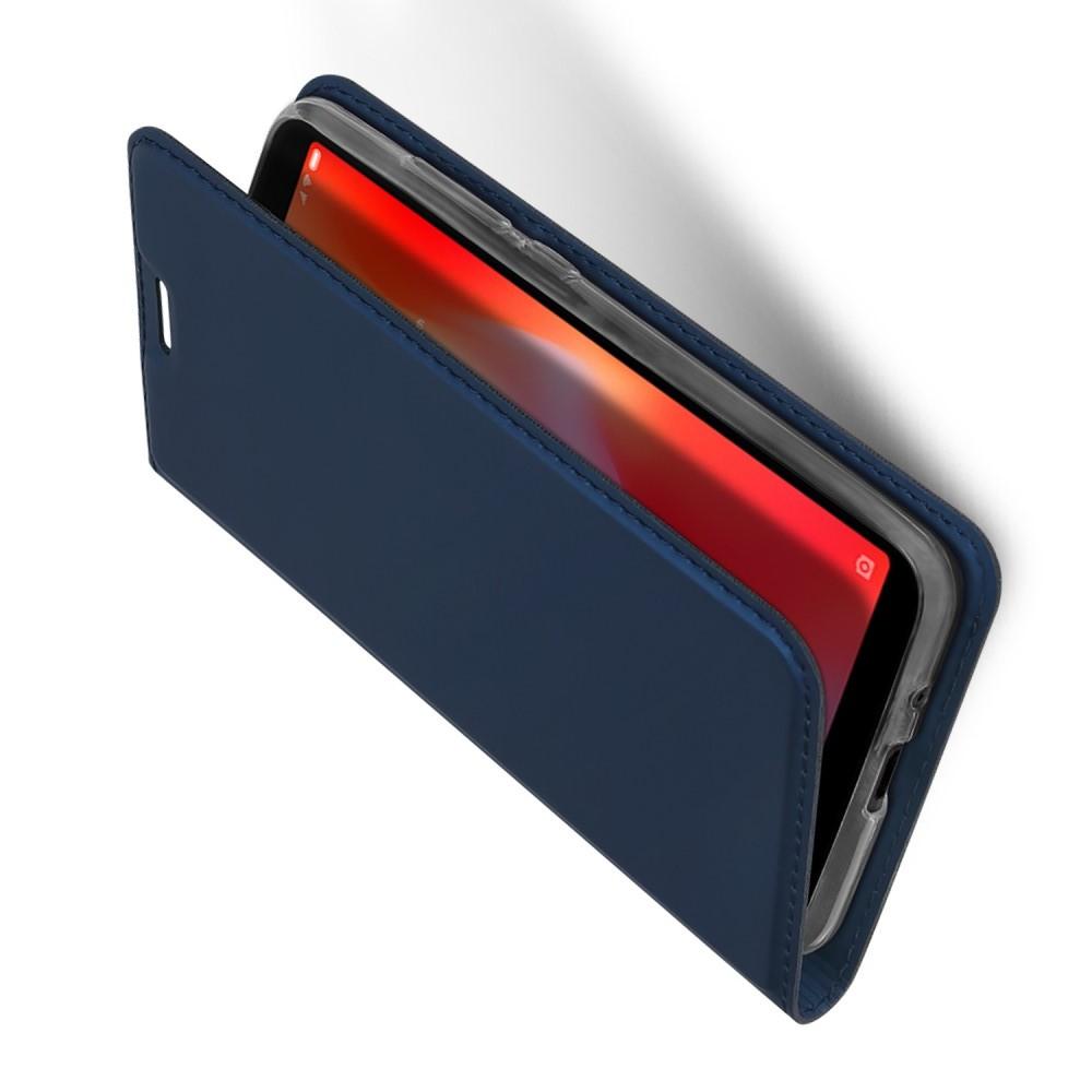 Тонкий Флип Чехол Книжка с Скрытым Магнитом и Отделением для Карты для Xiaomi Redmi 6 Синий