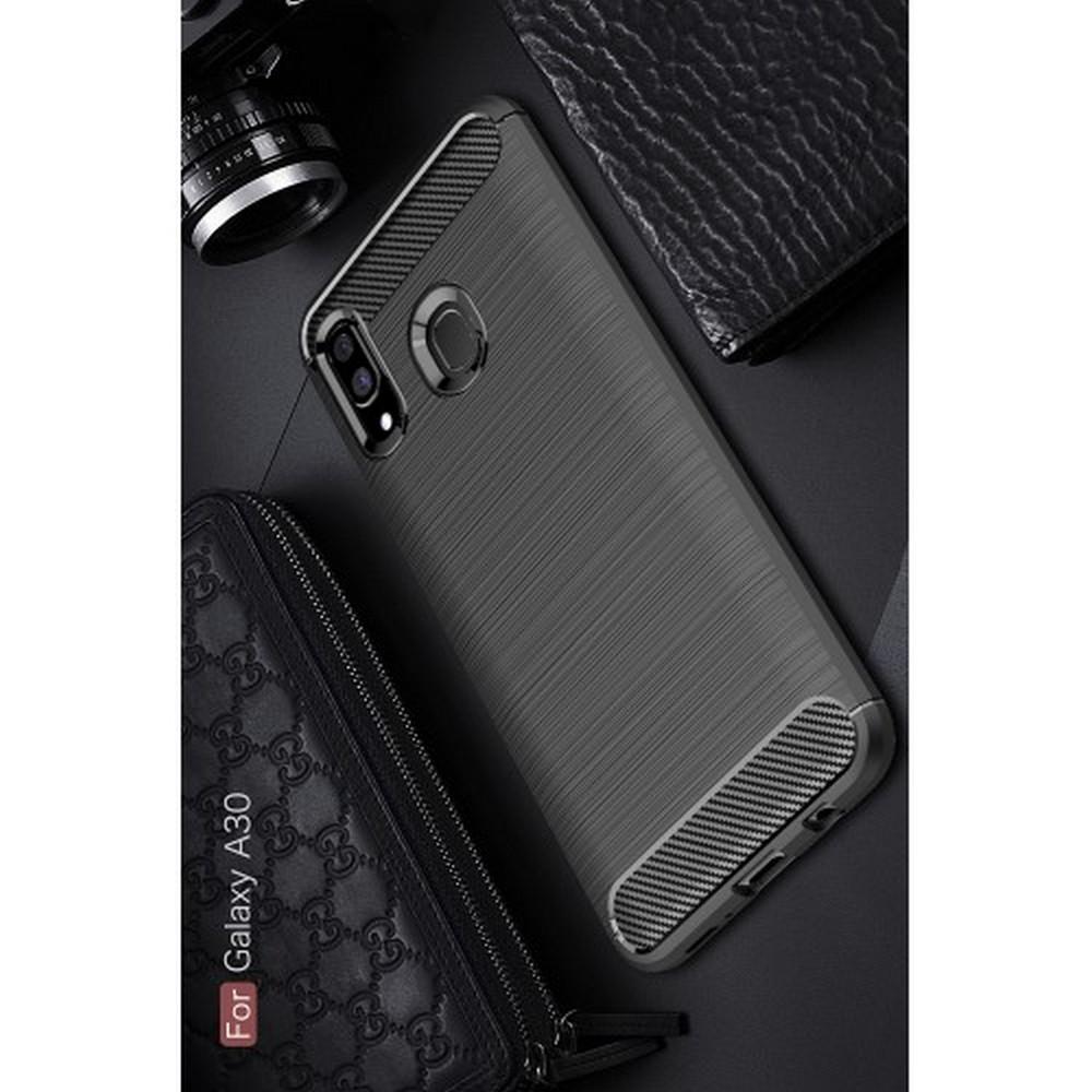 Carbon Fibre Силиконовый матовый бампер чехол для amsung Galaxy A30 / A20 Черный