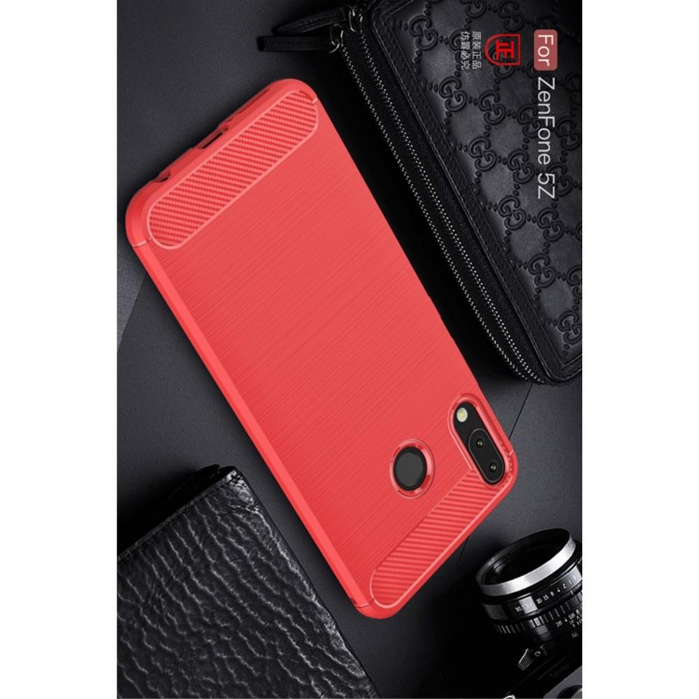 Carbon Fibre Силиконовый матовый бампер чехол для Asus Zenfone Max M2 ZB633KL Красный