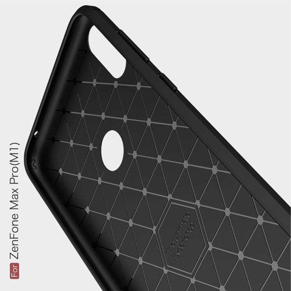 Carbon Fibre Силиконовый матовый бампер чехол для Asus Zenfone Max Pro M1 ZB602KL Черный