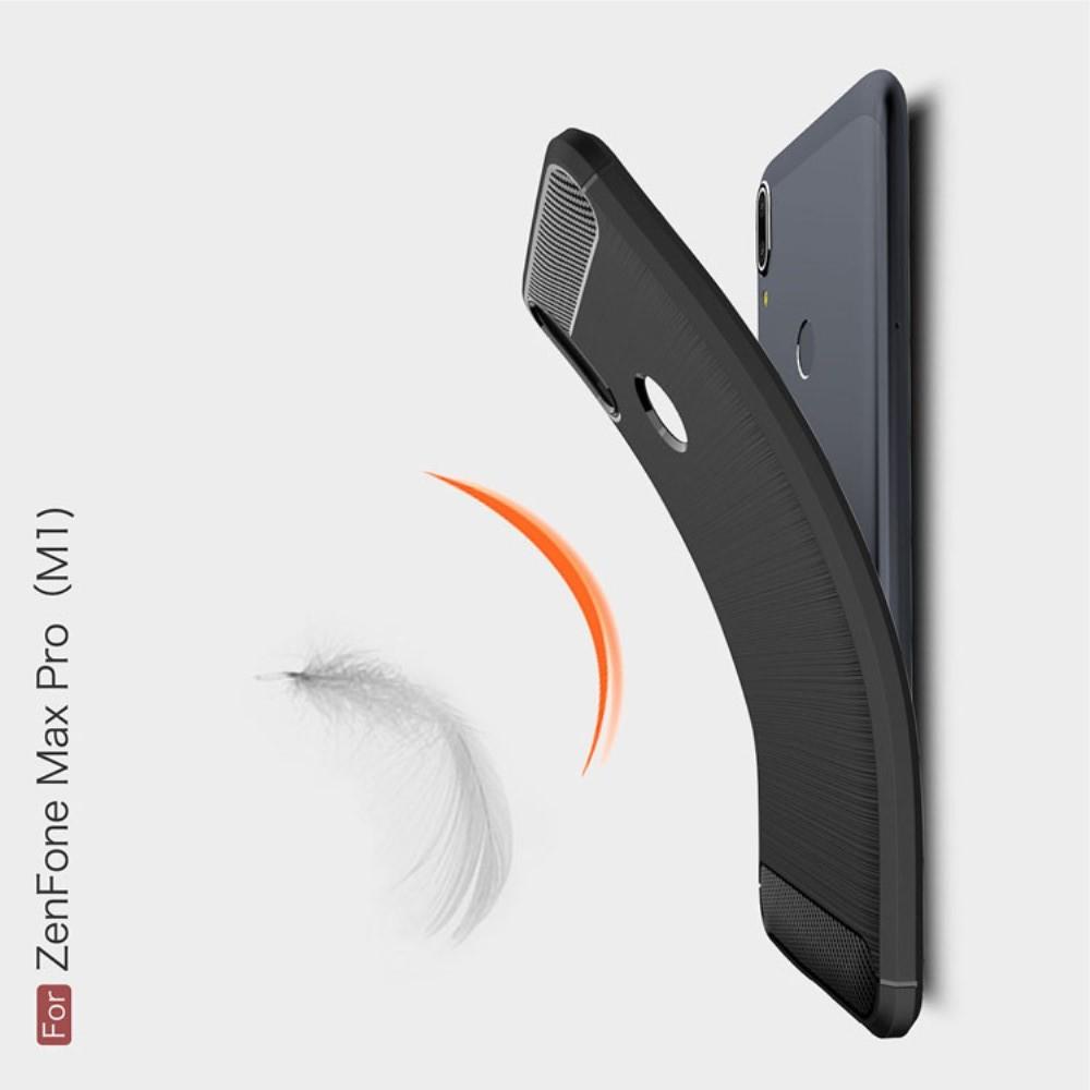 Carbon Fibre Силиконовый матовый бампер чехол для Asus Zenfone Max Pro M1 ZB602KL Серый