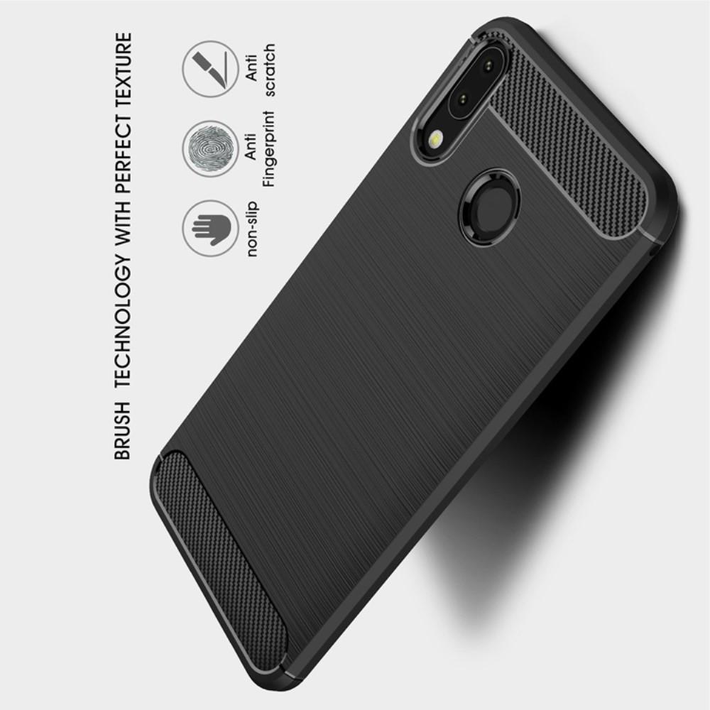 Carbon Fibre Силиконовый матовый бампер чехол для Asus Zenfone Max Pro M2 ZB631KL Черный