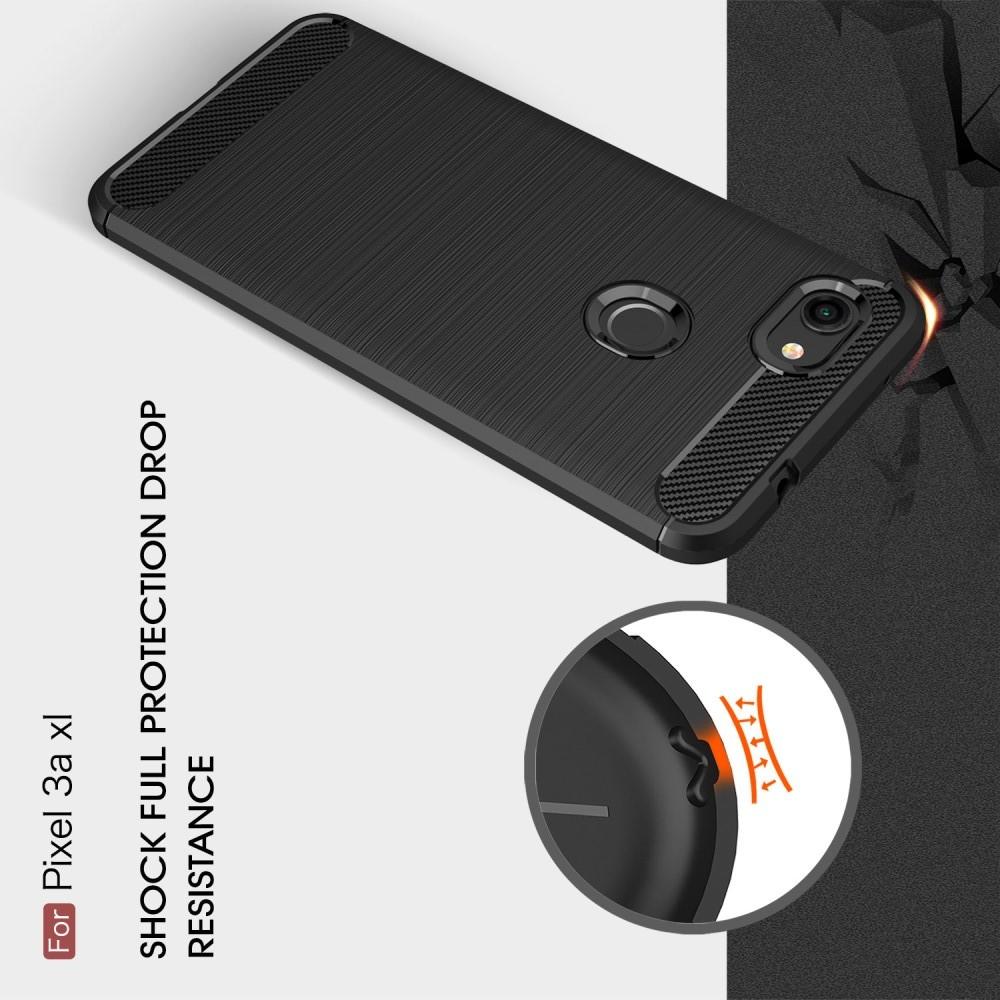 Carbon Fibre Силиконовый матовый бампер чехол для Google Pixel 3a XL Черный