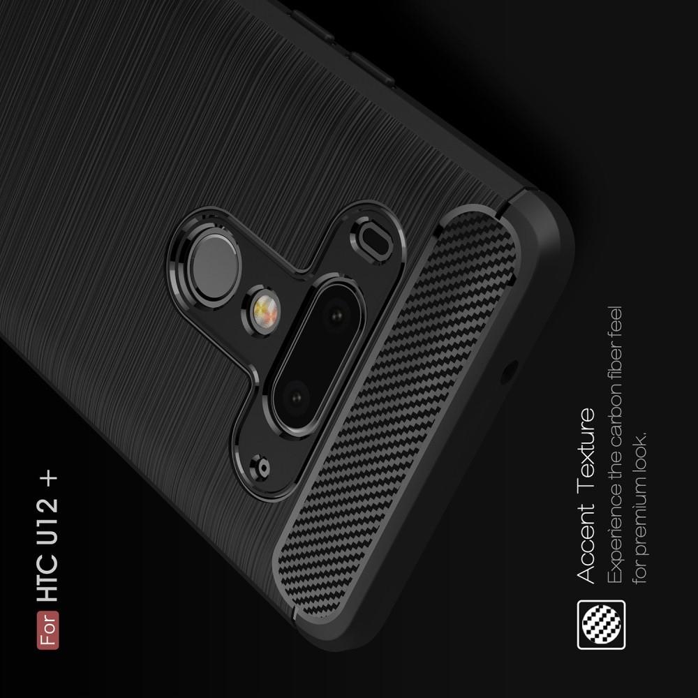 Carbon Fibre Силиконовый матовый бампер чехол для HTC U12+ Черный