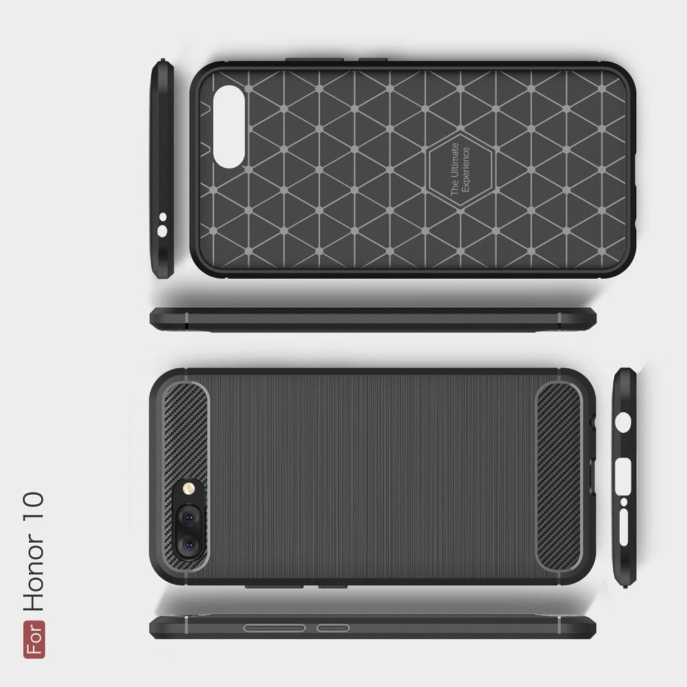 Carbon Fibre Силиконовый матовый бампер чехол для Huawei Honor 10 Серый