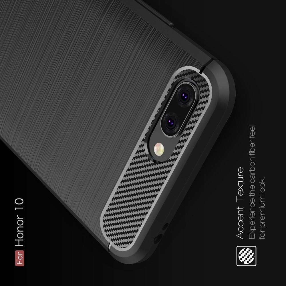 Carbon Fibre Силиконовый матовый бампер чехол для Huawei Honor 10 Серый