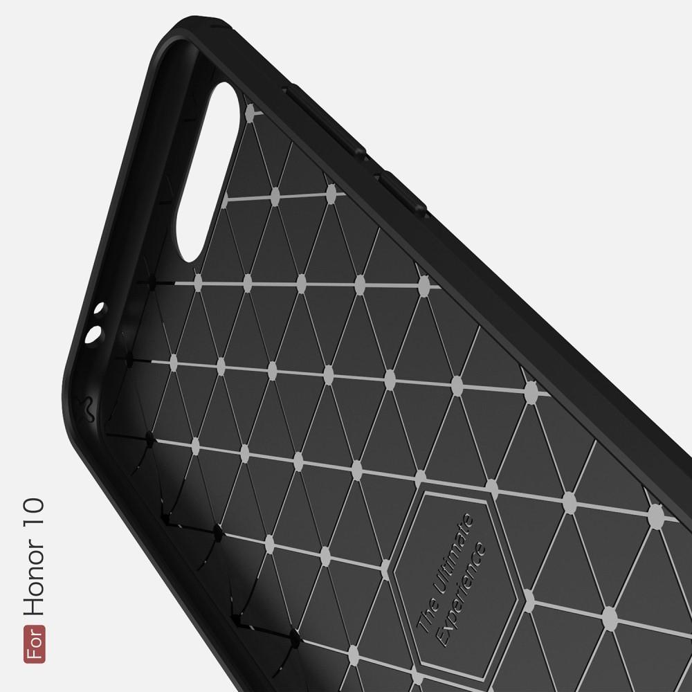 Carbon Fibre Силиконовый матовый бампер чехол для Huawei Honor 10 Черный