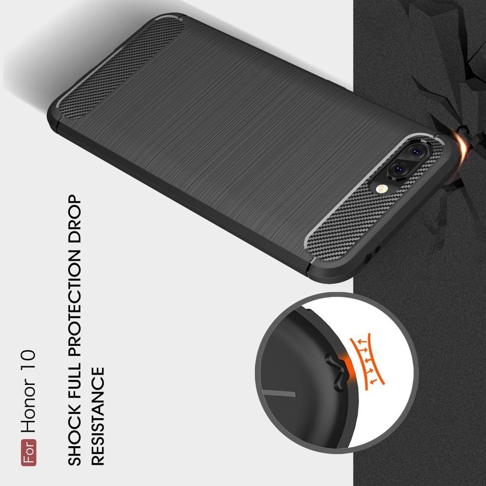 Carbon Fibre Силиконовый матовый бампер чехол для Huawei Honor 10 Синий