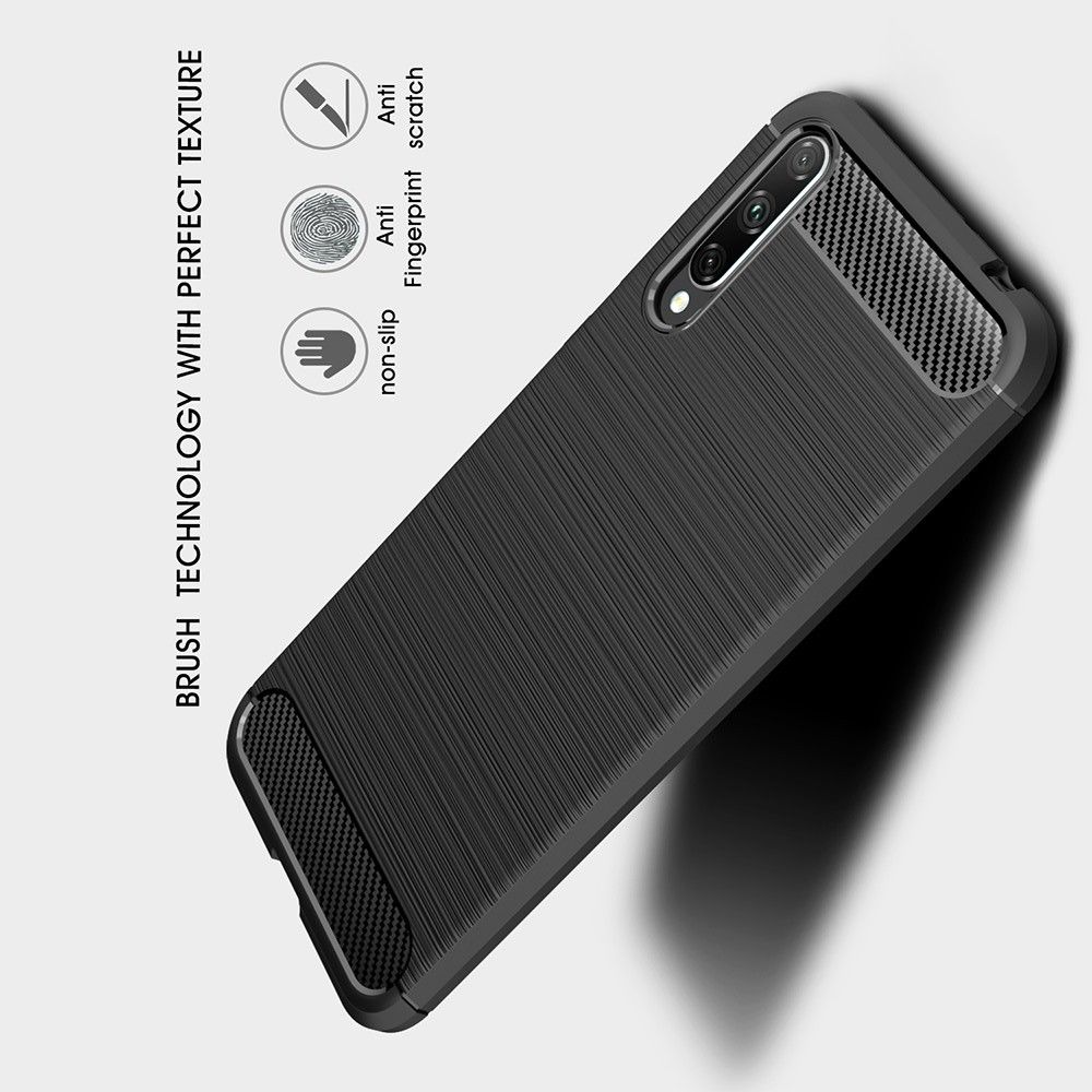 Carbon Fibre Силиконовый матовый бампер чехол для Huawei Honor 10i / Honor 20 Lite Красный