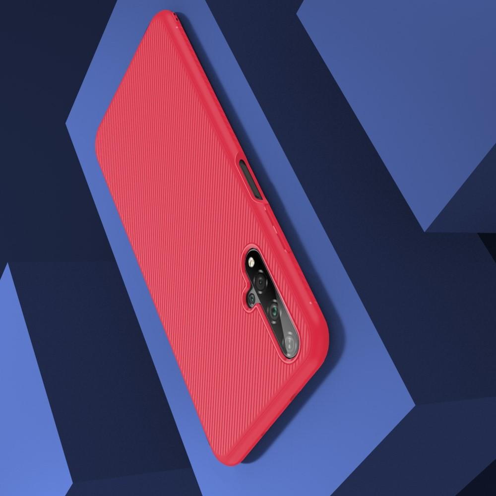 Carbon Fibre Силиконовый матовый бампер чехол для Huawei Nova 5T Красный