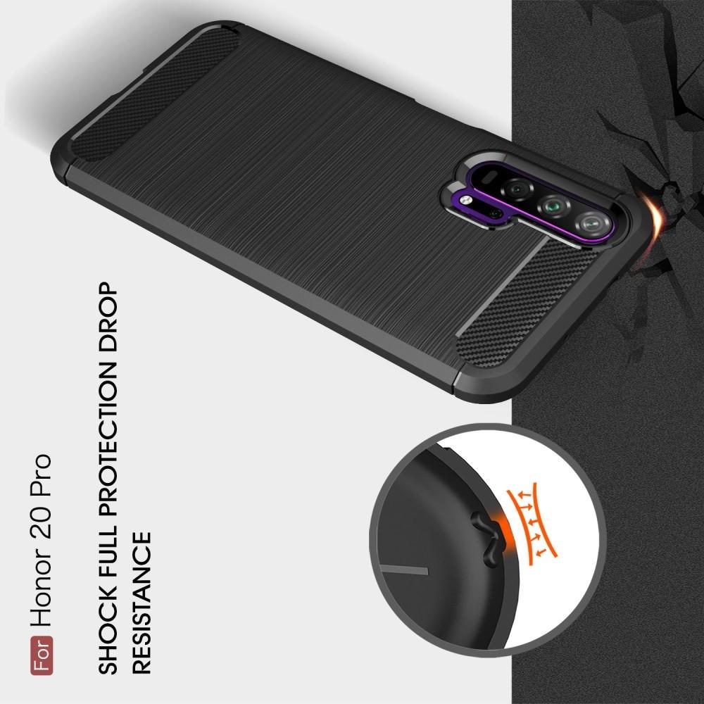 Carbon Fibre Силиконовый матовый бампер чехол для Huawei Honor 20 Pro Синий