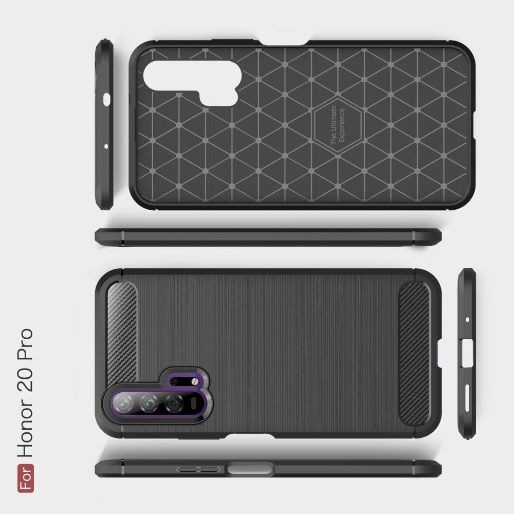 Carbon Fibre Силиконовый матовый бампер чехол для Huawei Honor 20 Pro Черный
