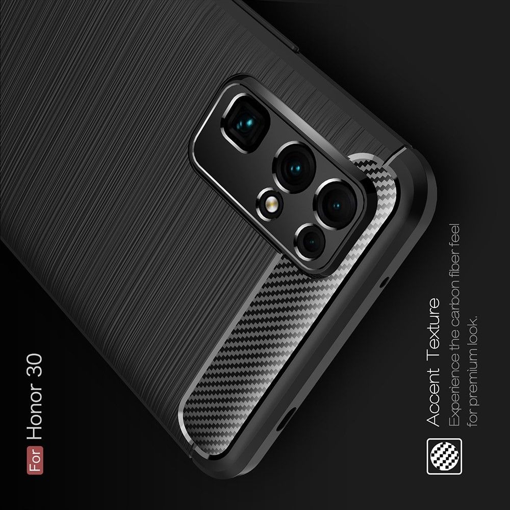 Carbon Fibre Силиконовый матовый бампер чехол для Huawei Honor 30 Красный